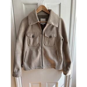 Avec Les Filles Felted Blend Zip-Up Jacket - Beige - Size Petite - EUC